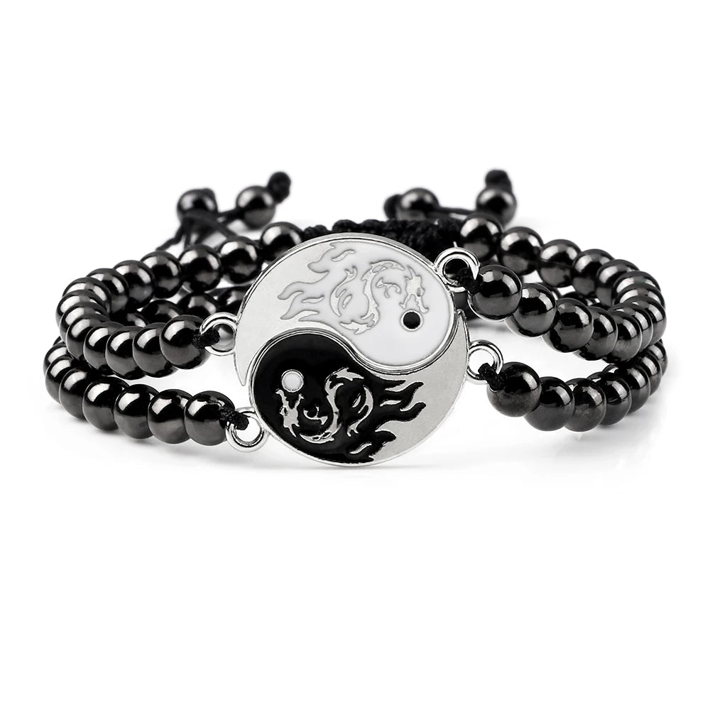 Charm YinYang Balance Copper Beads Bracelet Women Men Lucky Totem Pendant Couple Bracelet&Bangle Chain Pulsera Jewelry Gift  New  (GoldenCity)