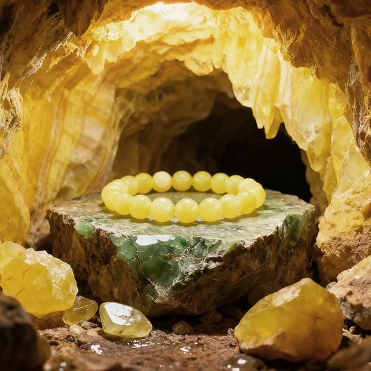 Genuine Natural Lemon Jade Bracelet Women Original Yellow Stone Wristband Jewelry Positive Energy Enhance Personal Charm Bangle  (GoldenCity)
