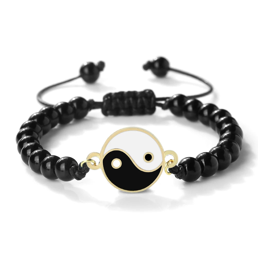 New 6mm Tiger Eye TaiChi Braided Bracelet Women Men YinYang Healing Couple Bangles Chain Adjustable Pulsera Jewelry Gift  (GoldenCity)