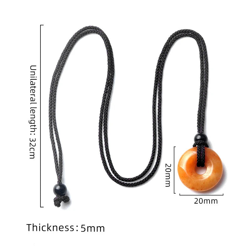 20mm Circle Donut Healing Crystals Necklace Natural Chakra Gemstone Stone Amulet Lucky Coin Donuts Charm Protection Quartz Agate  (GoldenCity)
