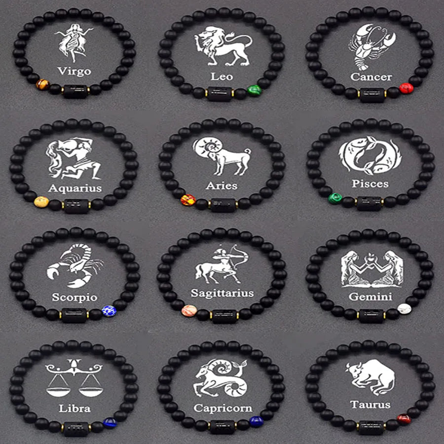 12 Zodiac Sign Bracelet Homme Constellation Bracelet for Men Aries Virgo Leo Libra Charm Bangle Women Friendship Jewelry on Hand  (GoldenCity)