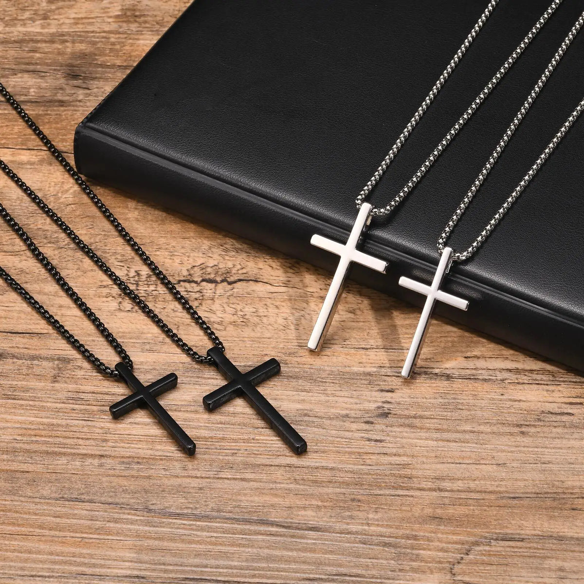 Unisex Box Chain Cross Necklaces, Men Women Stainless Steel Chain with Alloy Cross Pendant, Religious Faith Cross Necklace  (GoldenCity)