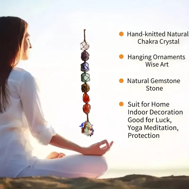 Handmade Healing Crystal Window Car Charm 7 Chakras Home Decoration Accessories Chakra Balancing Reiki Yoga Meditation Car Decor  (GoldenCity)