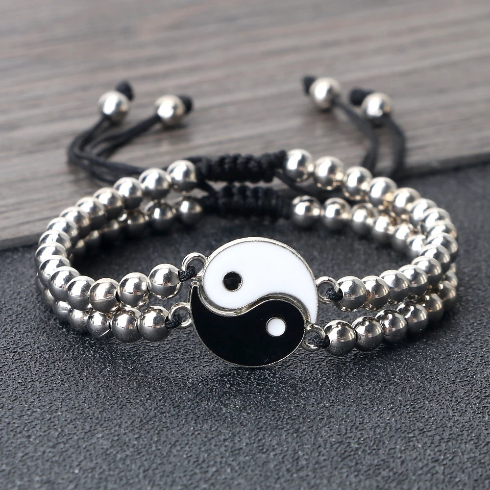 Charm YinYang Balance Copper Beads Bracelet Women Men Lucky Totem Pendant Couple Bracelet&Bangle Chain Pulsera Jewelry Gift  New  (GoldenCity)