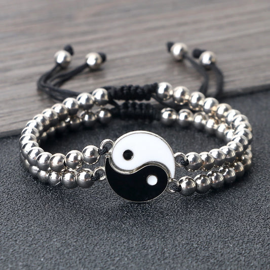 Charm YinYang Balance Copper Beads Bracelet Women Men Lucky Totem Pendant Couple Bracelet&Bangle Chain Pulsera Jewelry Gift  New  (GoldenCity)
