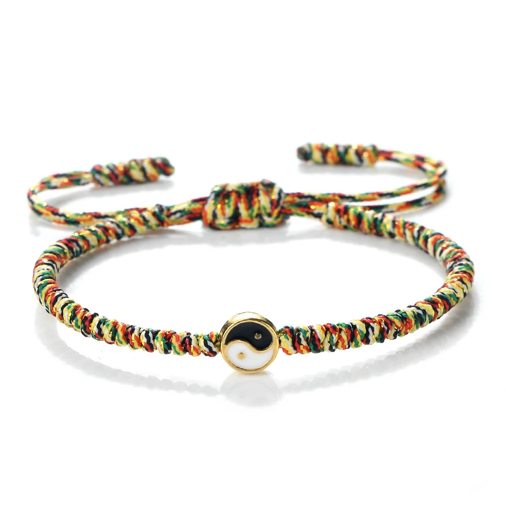 Mini Taichi Pendant Braided Bracelet Women Men Yinyang Balance Couple Bracelet&Bangles Chain Jewelry Vintage Pulsera Jewelry  (GoldenCity)