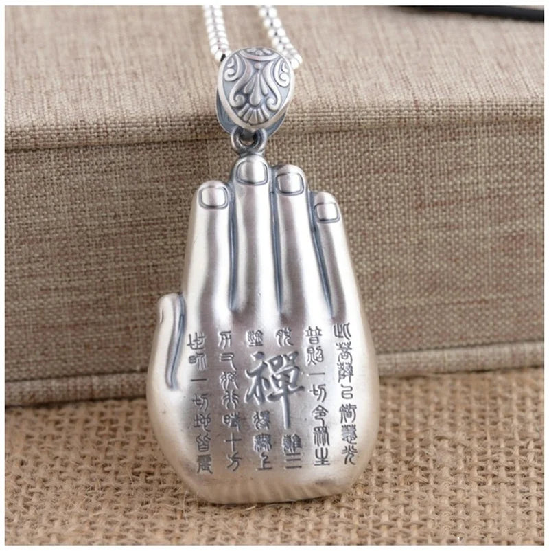 Retro Eight Patronus Buddha Pendant Necklace For Men Jewelry Ethnic Trendy Silver 925 Chain Necklace Male Party Accessories Gift  (GoldenCity)