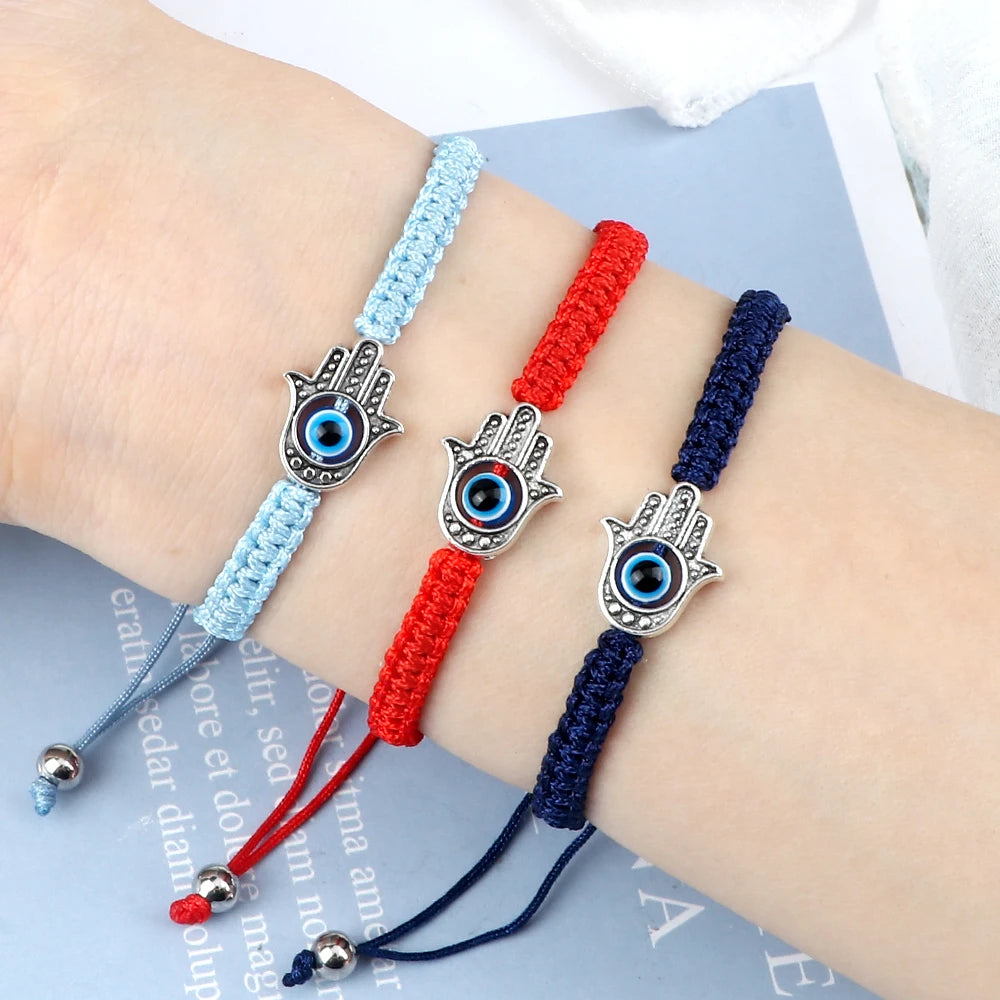 New Prayer Hand of Fatima Evil Eye Braided Bracelet Red Black Color Nylon Thread Lucky Couple Bracelet&Bangles Jewelry Men Women  (GoldenCity)