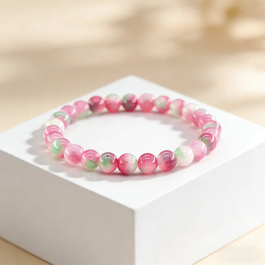 Natural Green Spot Stone Beads Elastic Bracelet Moss Agates Green Aventurine Amethyst Rose Quartzs Bracelet Bangle For Women Men  (GoldenCity)
