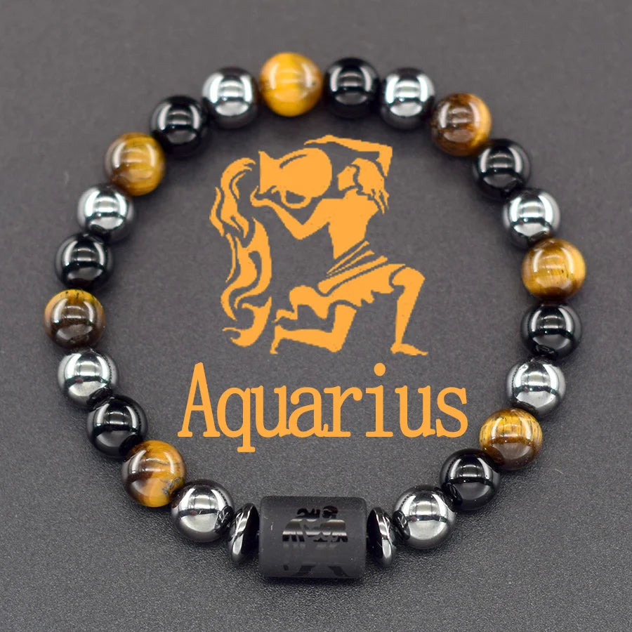 12 Zodiac Sign Bracelet Homme Constellation Bracelet for Men Aries Virgo Leo Libra Charm Bangle Women Friendship Jewelry on Hand  (GoldenCity)