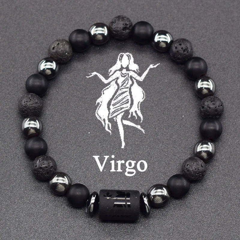 12 Zodiac Constellation Signs Bracelets for Men Women Real Natural Tiger Eye Sparrow Picture Stone Bead Bracelet Leo Taurus Gift  (GoldenCity)