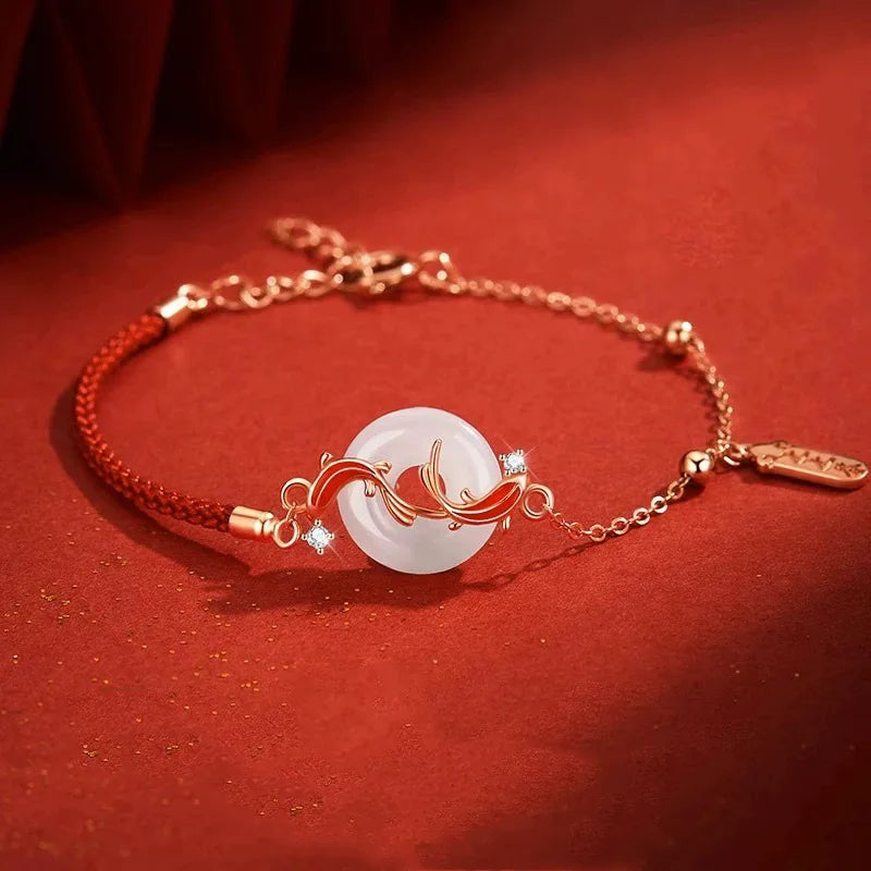 Fashion Simple Lucky Knot Red Rope Bracelets for Women Men Handmade String Adjustable Bracelet Friendship Amulet Jewelry Gift  (GoldenCity)