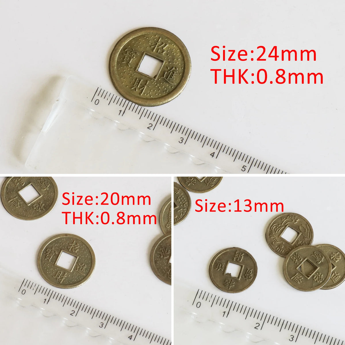 10/20/24Mm Chinese Feng Shui Lucky Coins Ancient Oriental Emperor Qing Money Good Fortune Dragon Coin Gift for Collection  (GoldenCity)