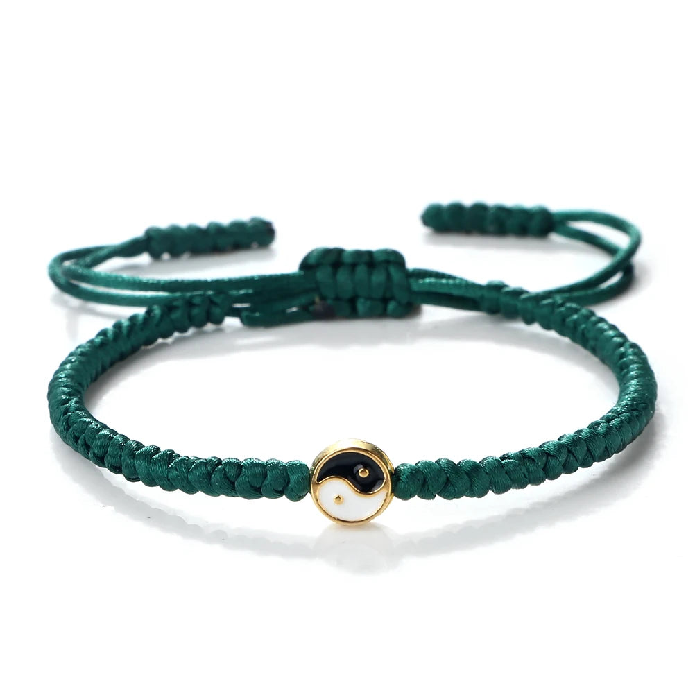 Mini Taichi Pendant Braided Bracelet Women Men Yinyang Balance Couple Bracelet&Bangles Chain Jewelry Vintage Pulsera Jewelry  (GoldenCity)