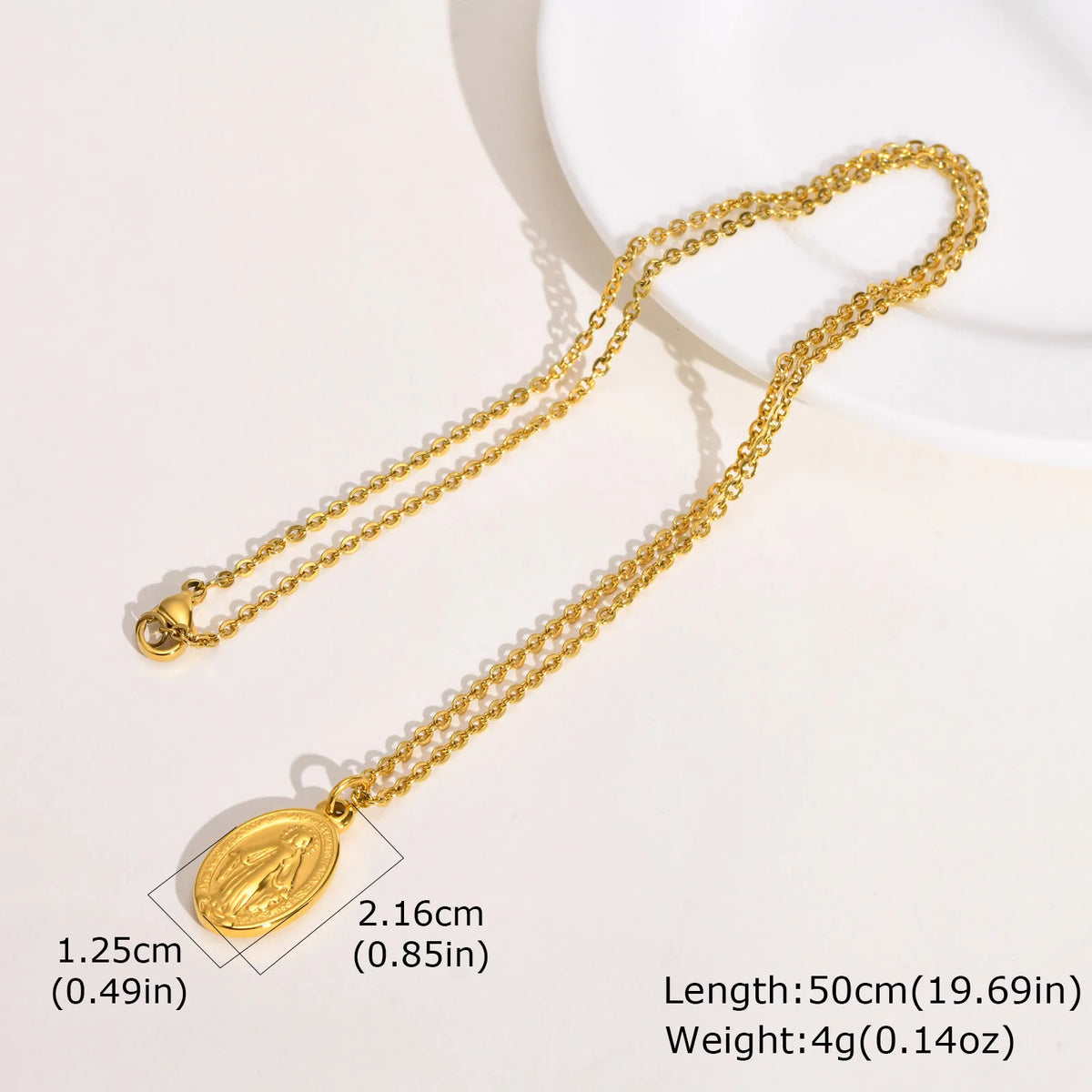 Dainty Virgin Mary Women Necklace Stainless Steel Chain Geometric Pendant Catholic Blessed Necklaces Religious Lucky Collar  (GoldenCity)