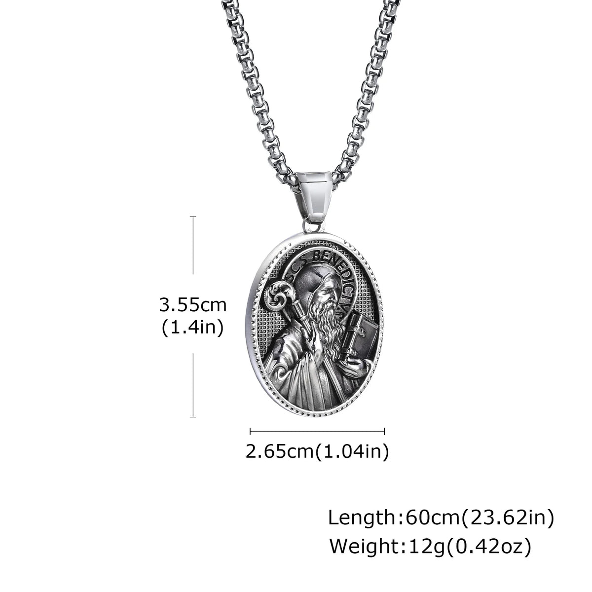 Stainless Steel Necklaces For Men Women Saint Christopher Elliptical Tag Black Pendant Classic Faith Jewelry Gifts  (GoldenCity)