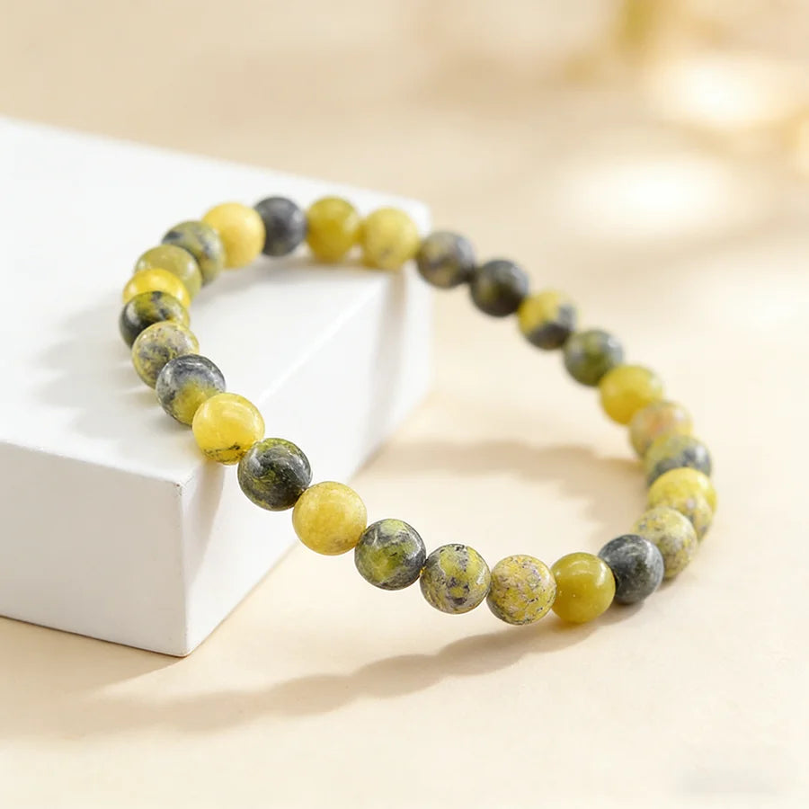 Natural Green Spot Stone Beads Elastic Bracelet Moss Agates Green Aventurine Amethyst Rose Quartzs Bracelet Bangle For Women Men  (GoldenCity)