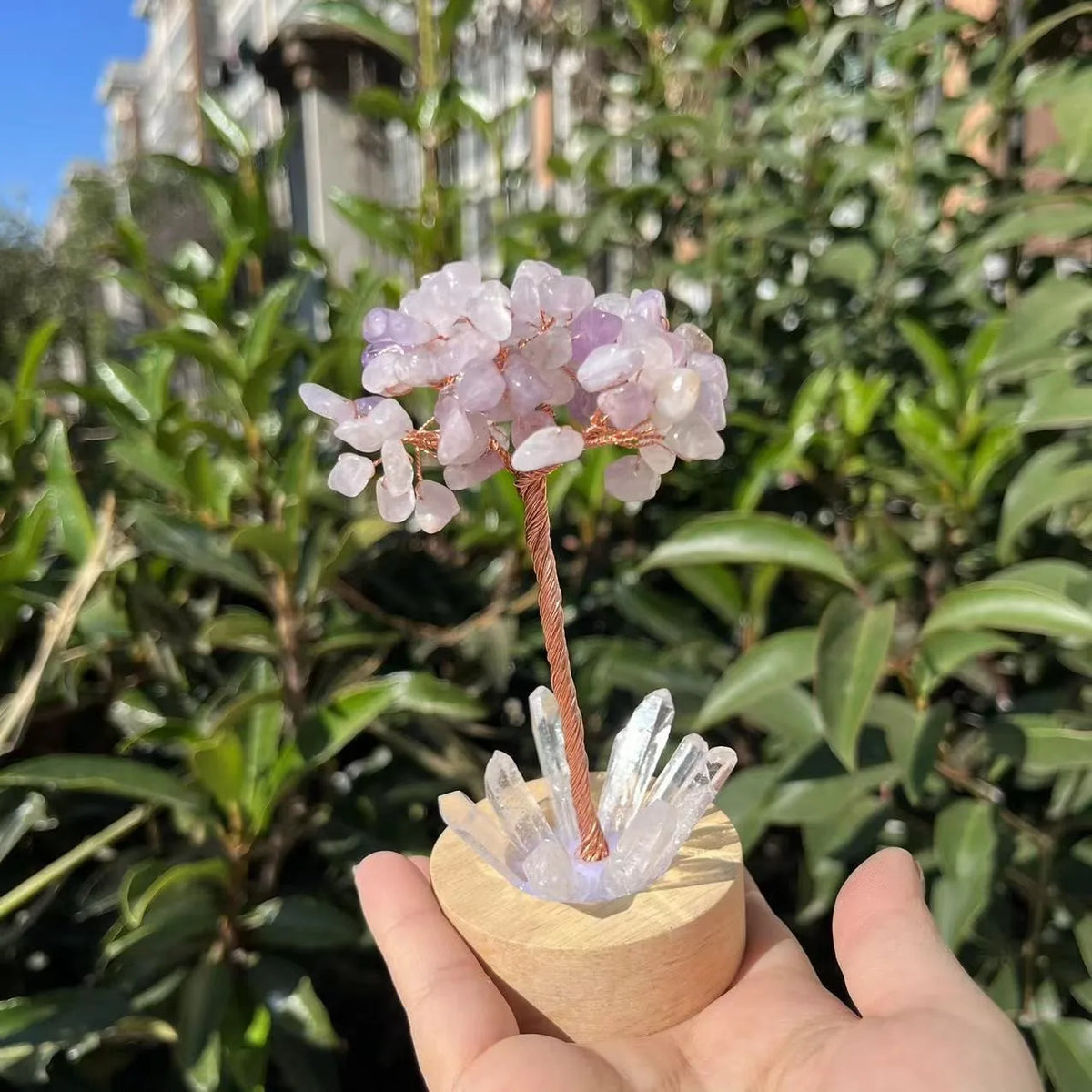 1pcs Crystal Money Tree Reiki Chakra Feng Shui Trees Decor Sparkling Crystal Tree Of Wealth With LED Base Crystal Birthday Gift  (GoldenCity)