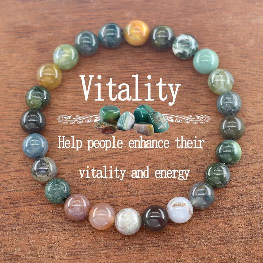 Natural Smaragdite Stone Beads Bracelet Men Natural Crystal Agate Beads Jewelry for Women Stay Calm to Solve Problem Bangle  (GoldenCity)