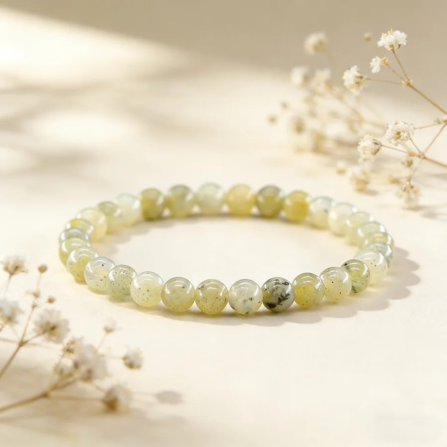 Genuine Natural Unakite Stone Bracelet Natural Gemstone Bead Jewelry for Women Bohemia Style Elastic Bangle Relieve Anxiety Gift  (GoldenCity)