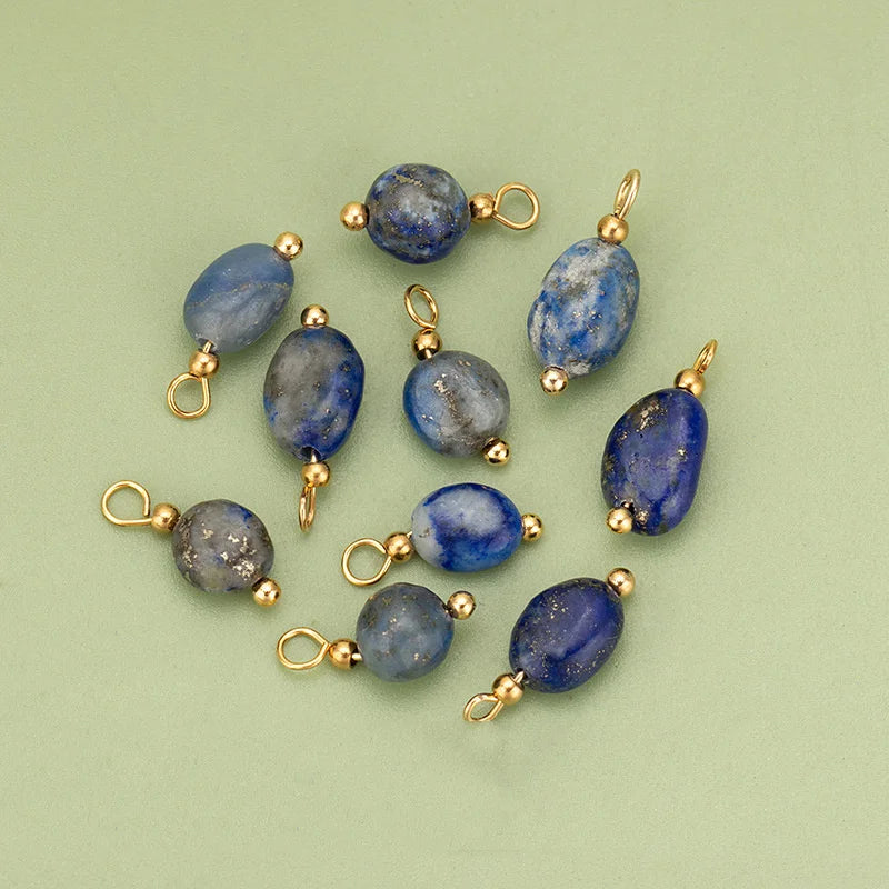 10pcs High Quality Handmade Golden Plated Natural Stones Charms Pendants Diy Jewelry Accessories  (GoldenCity)