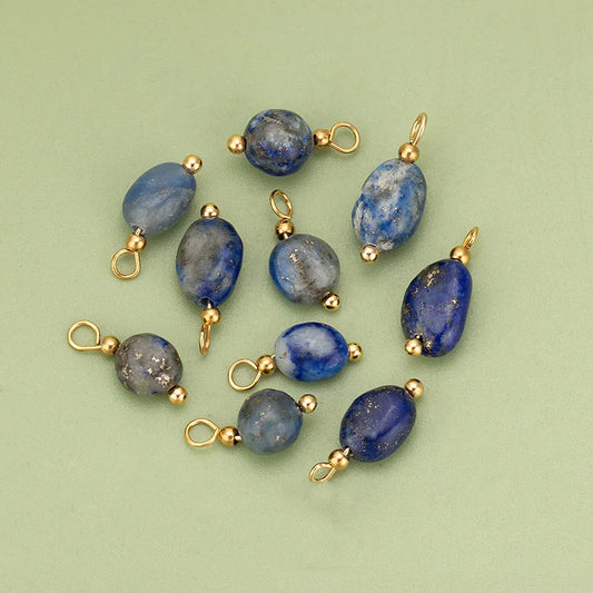 10pcs High Quality Handmade Golden Plated Natural Stones Charms Pendants Diy Jewelry Accessories  (GoldenCity)