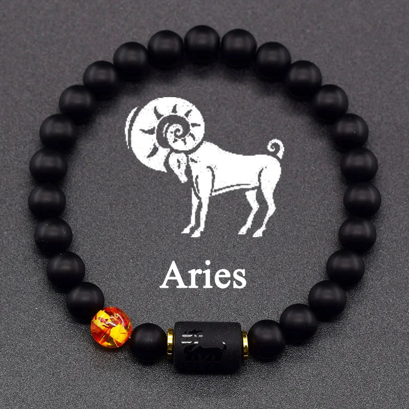 12 Zodiac Constellation Signs Bracelets for Men Women Real Natural Tiger Eye Sparrow Picture Stone Bead Bracelet Leo Taurus Gift  (GoldenCity)