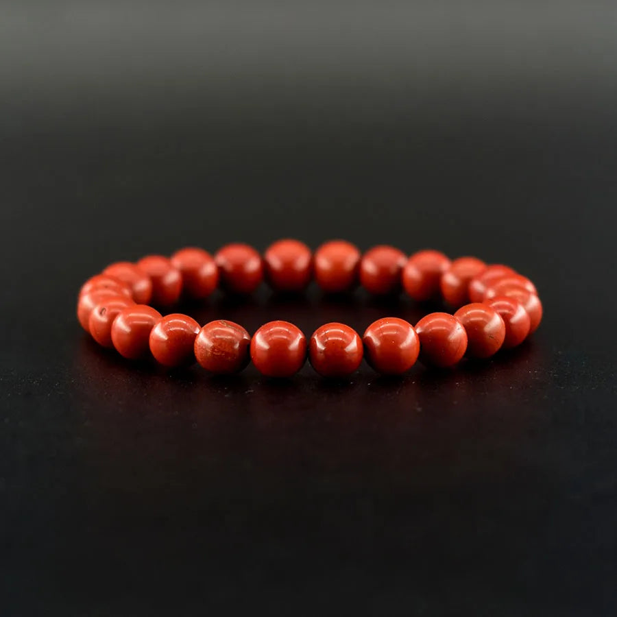 Natural Stone Real Red Jasper Prayer Bead Bracelet Women Men Rosary Stretch Elastic Bracelets Inspire Positive Emotion Jewelry  (GoldenCity)