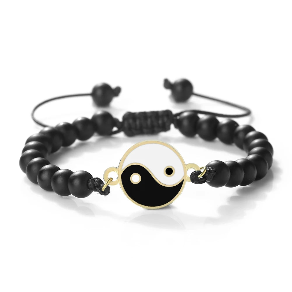 New 6mm Tiger Eye TaiChi Braided Bracelet Women Men YinYang Healing Couple Bangles Chain Adjustable Pulsera Jewelry Gift  (GoldenCity)
