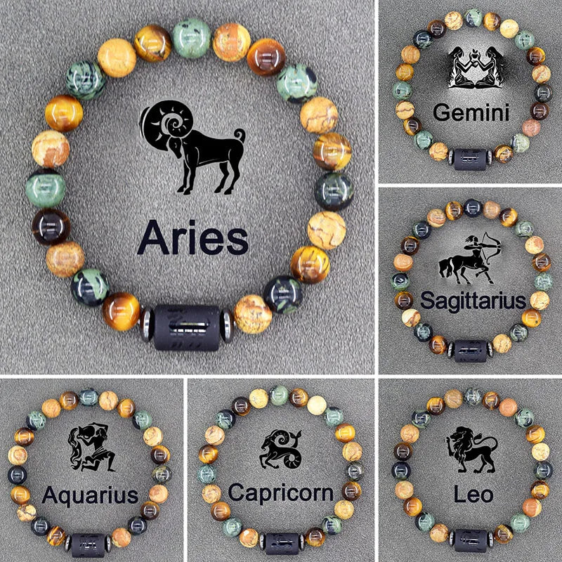 Zodiac Sign Bracelet Homme 12 Constellation Bangles Men Gemini Virgo Leo Libra Bracelet Women Friendship Gift Bracelet on Hand  (GoldenCity)