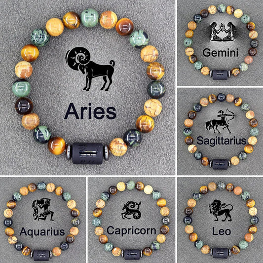Zodiac Sign Bracelet Homme 12 Constellation Bangles Men Gemini Virgo Leo Libra Bracelet Women Friendship Gift Bracelet on Hand  (GoldenCity)