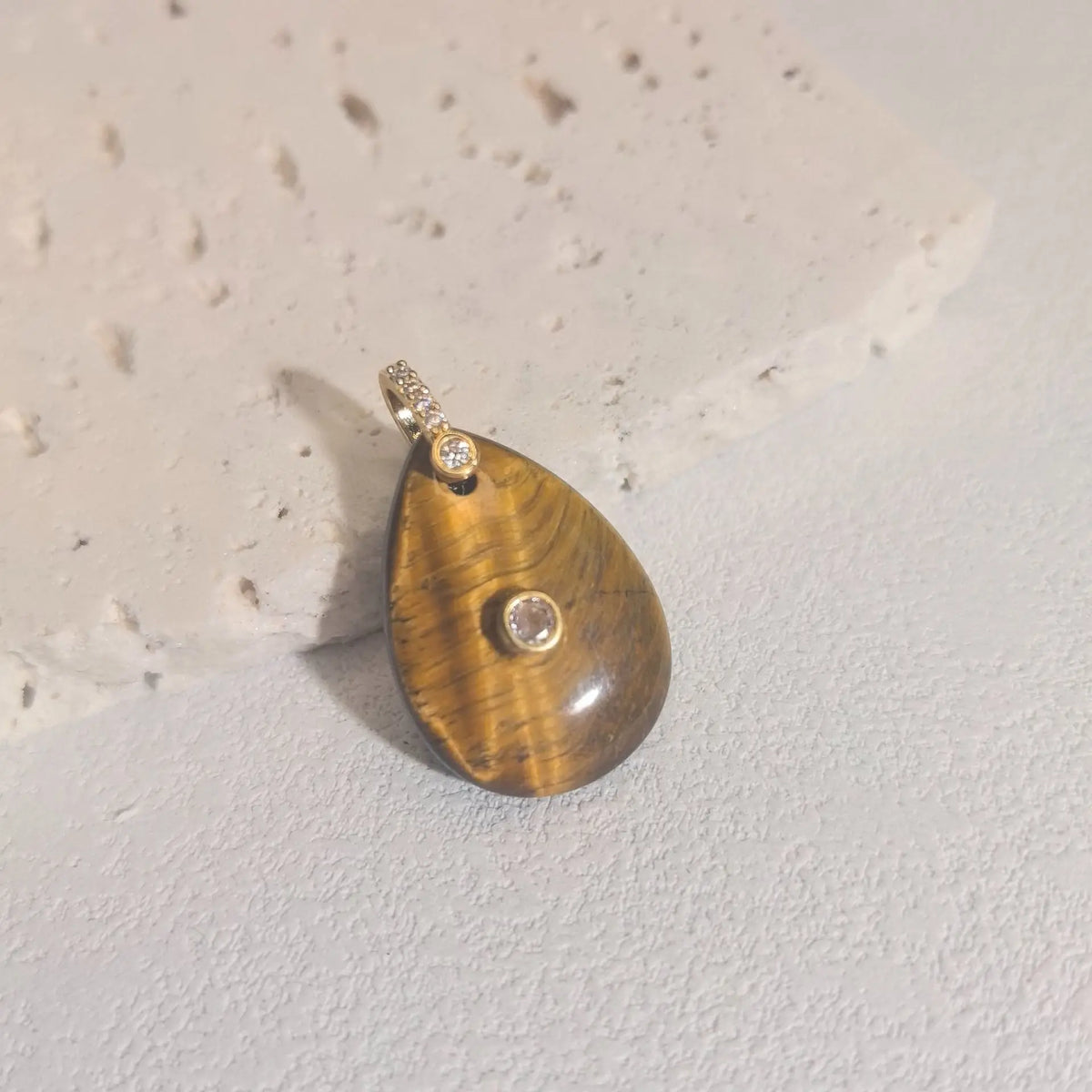 1pc Natural Stone Pendant Water Drop Shape Amethyst Tiger Eye Charms Fit DIY Accessries Jewelry Making  (GoldenCity)