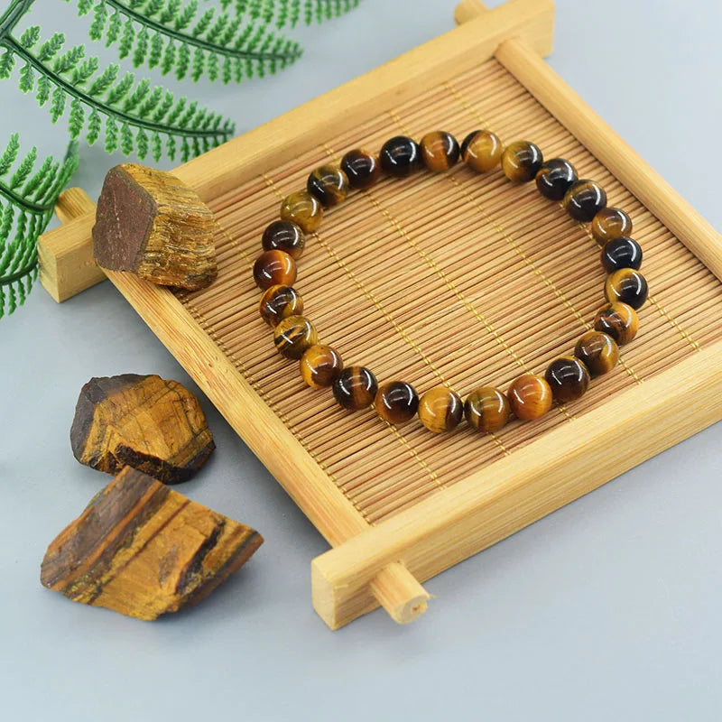 5A Natural Tiger Eye Bracelets Men Women Charm Natural Stone Jewelry Health Protection Soul Healing Couple Crystal Bead Bracelet  (GoldenCity)