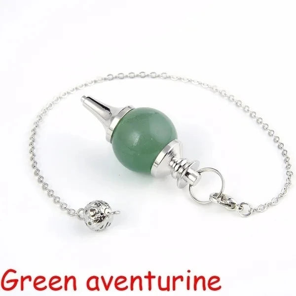 Reiki Healing Chakra Pendulum Pendants Lucky Crystal Quartz Stone Pendulum Pendant With Silvery Ball Chain Hypnosis For Necklace  (GoldenCity)