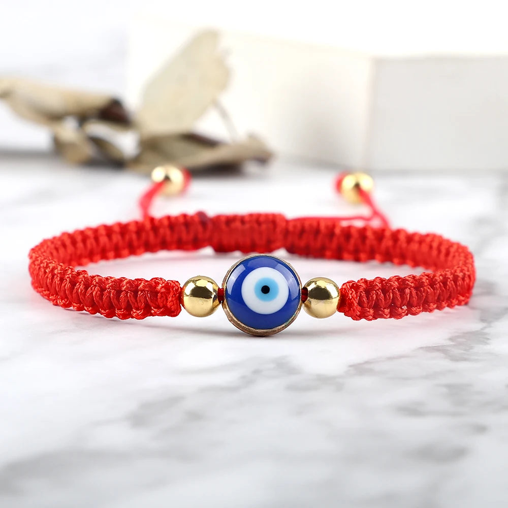 New Evil Eye Braided Bracelet Lucky Red Black Color Thread Couple Chain Handmade Prayer Bangles Pulsera Jewelry Gift for Friend  (GoldenCity)