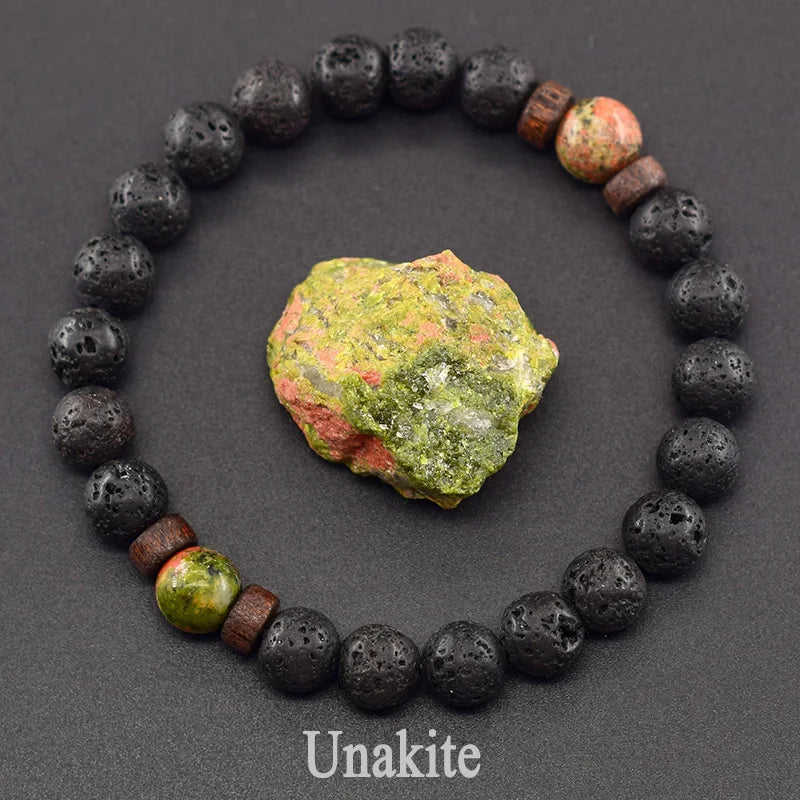 8mm Black Volcanic Beads Bracelet Men Natural Amehyst Crystal Bracelet for Women Body-Purfying Genuine Amethyst Natural Pulsera  (GoldenCity)
