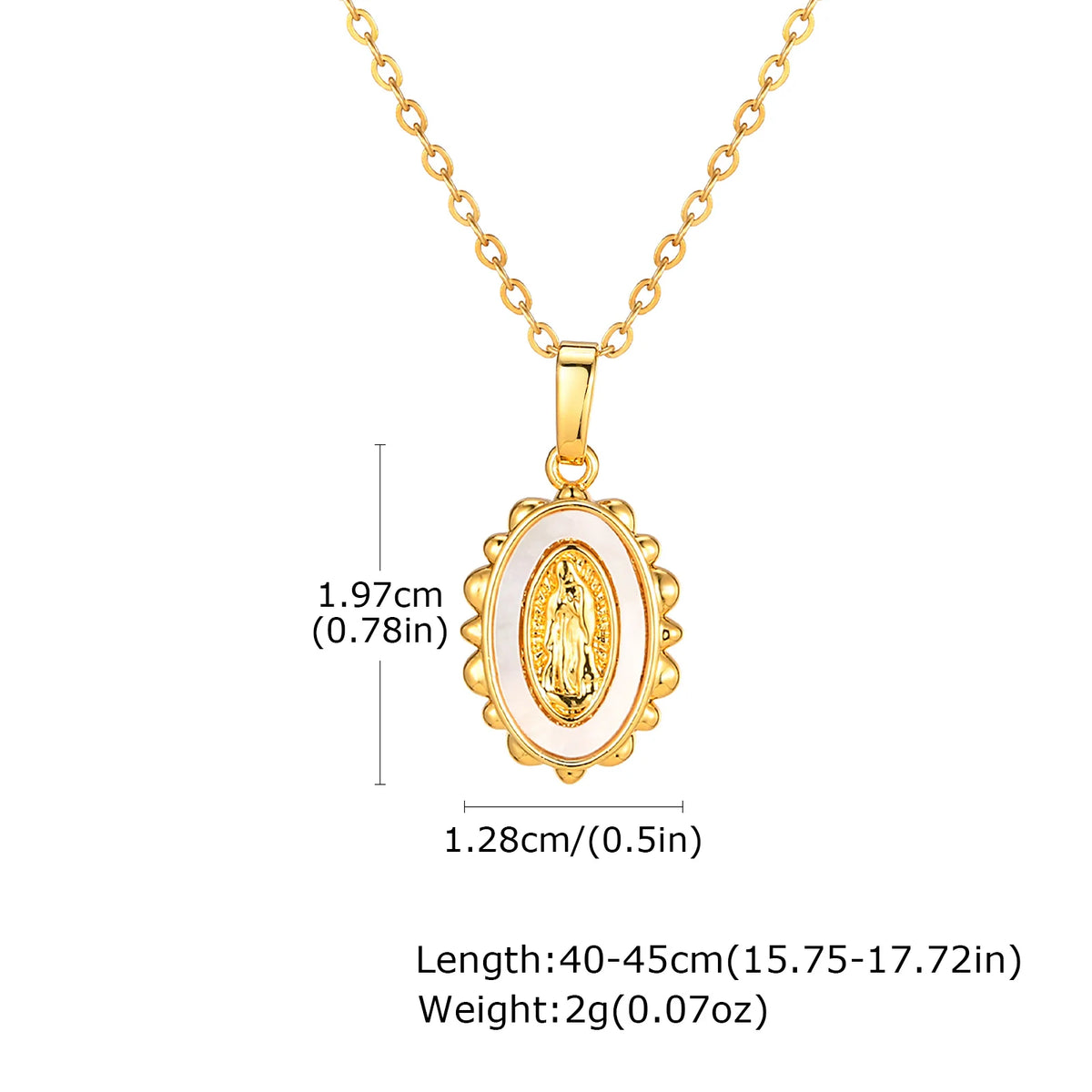 Guadalupe Virgin Mary Necklace for Women Teens, Gold Plated Oval Zircon Inlay Mary Pendant Collar Faith Gift  (GoldenCity)