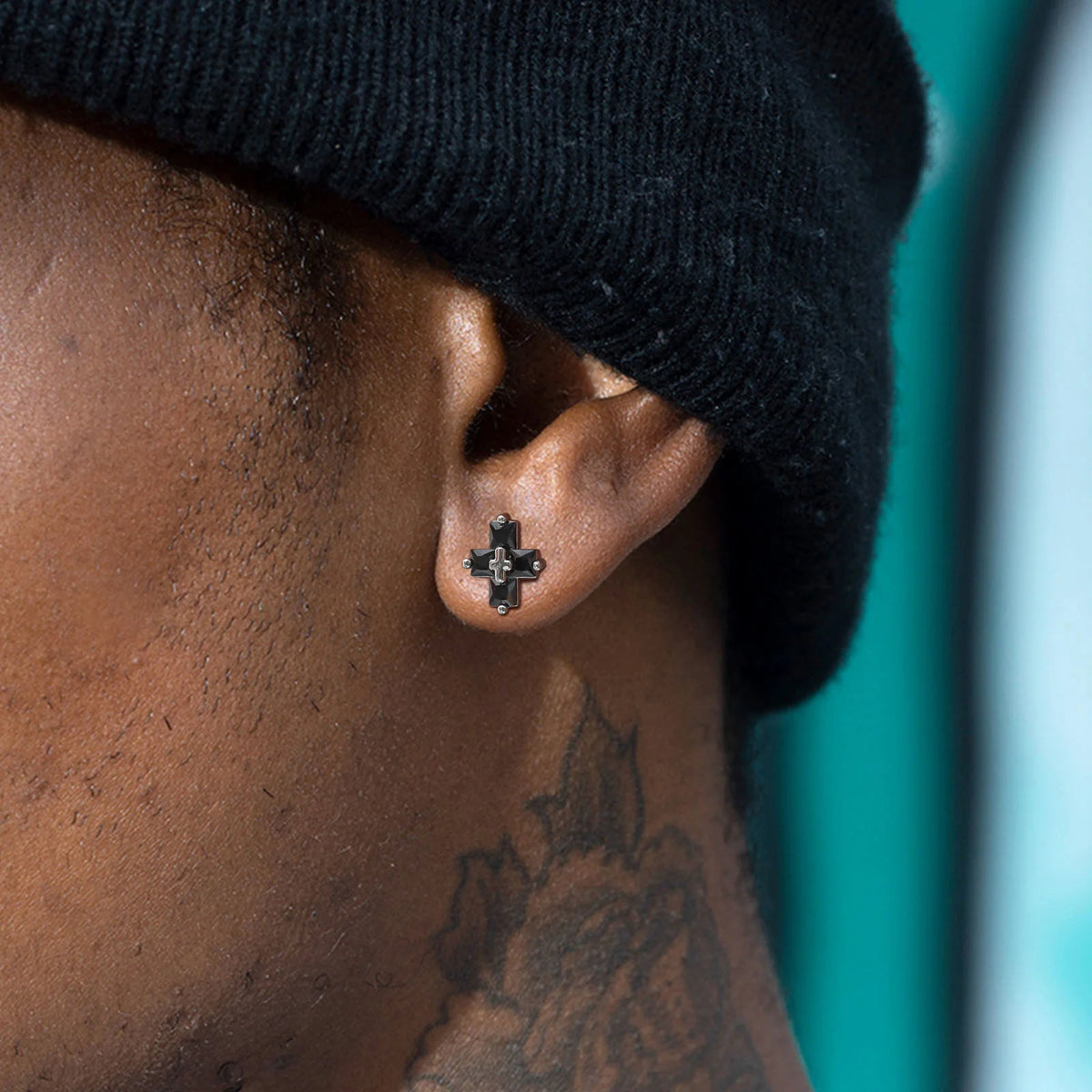 Personality Zircon Cross Earrings for Men Women, Double Cross Stud Earrings, Unisex Faith Creative Fashion Jewelry  (GoldenCity)