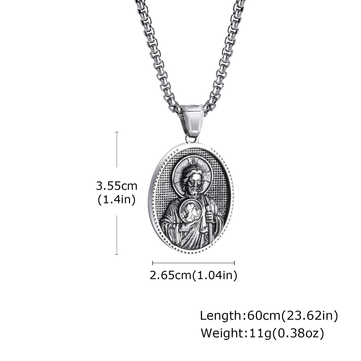 Stainless Steel Necklaces For Men Women Saint Christopher Elliptical Tag Black Pendant Classic Faith Jewelry Gifts  (GoldenCity)