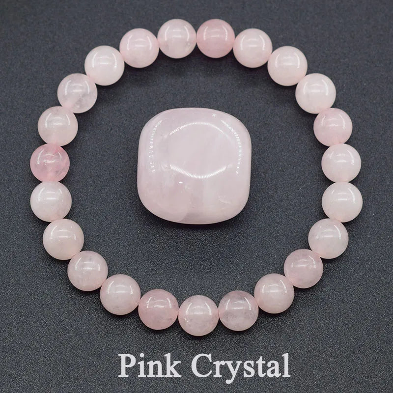 Natural Rhodonite Beaded Bracelets Men Women Energy Stone Beads Stretch Bracelets Yoga Healing Gem Beads Bangle Jewelry Gifts  (GoldenCity)