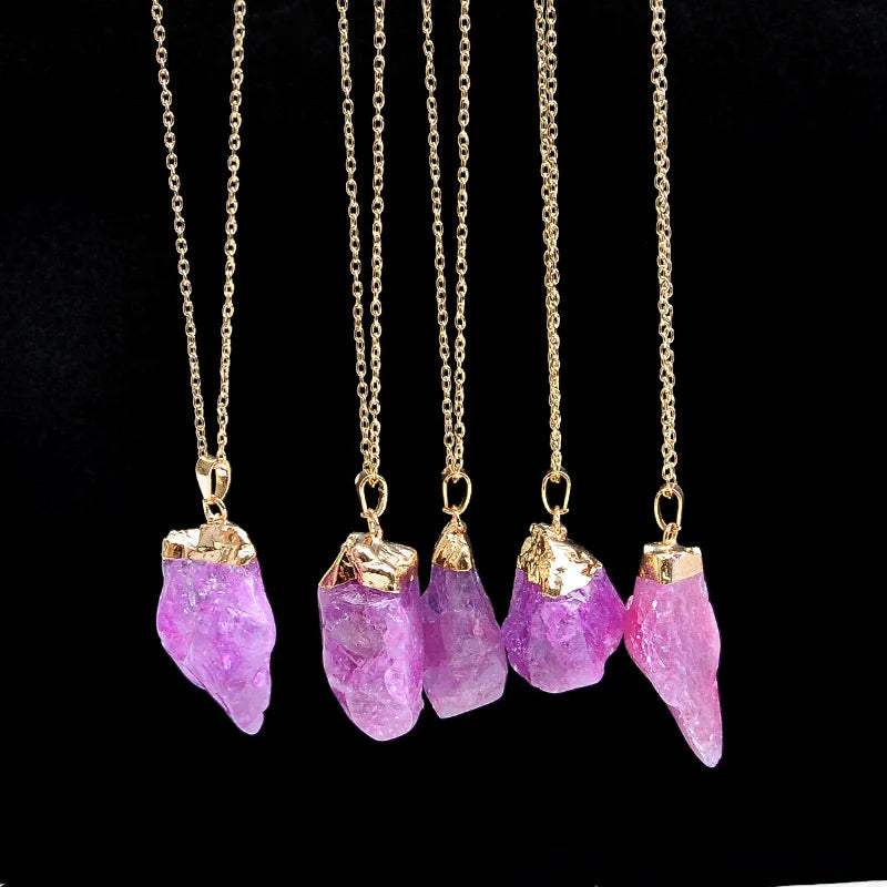 Irregular Amethyst Gemstone Necklace Healing Crystal Chakra Stone Women Birthday Gift Citrine Gemstone Necklace Healing Crystal  (GoldenCity)