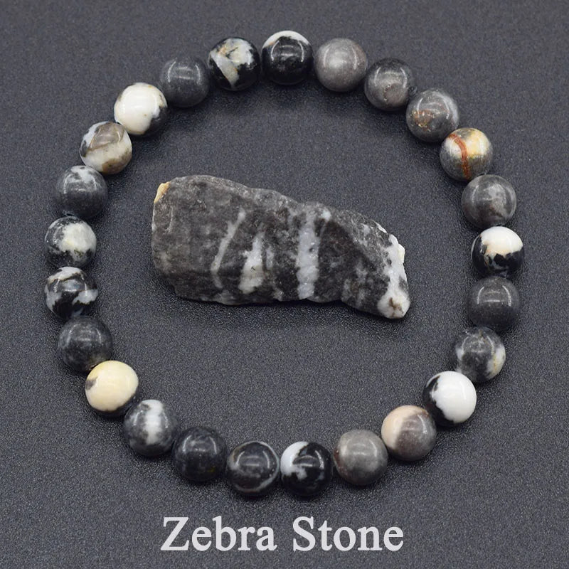 Natural Rhodonite Beaded Bracelets Men Women Energy Stone Beads Stretch Bracelets Yoga Healing Gem Beads Bangle Jewelry Gifts  (GoldenCity)