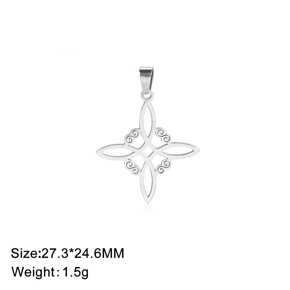 1pc Witch Knot Virgin Mary Stainless Steel Pendant Double Protection Amulet Necklace Bracelet Jewelry Making Accessories  (GoldenCity)