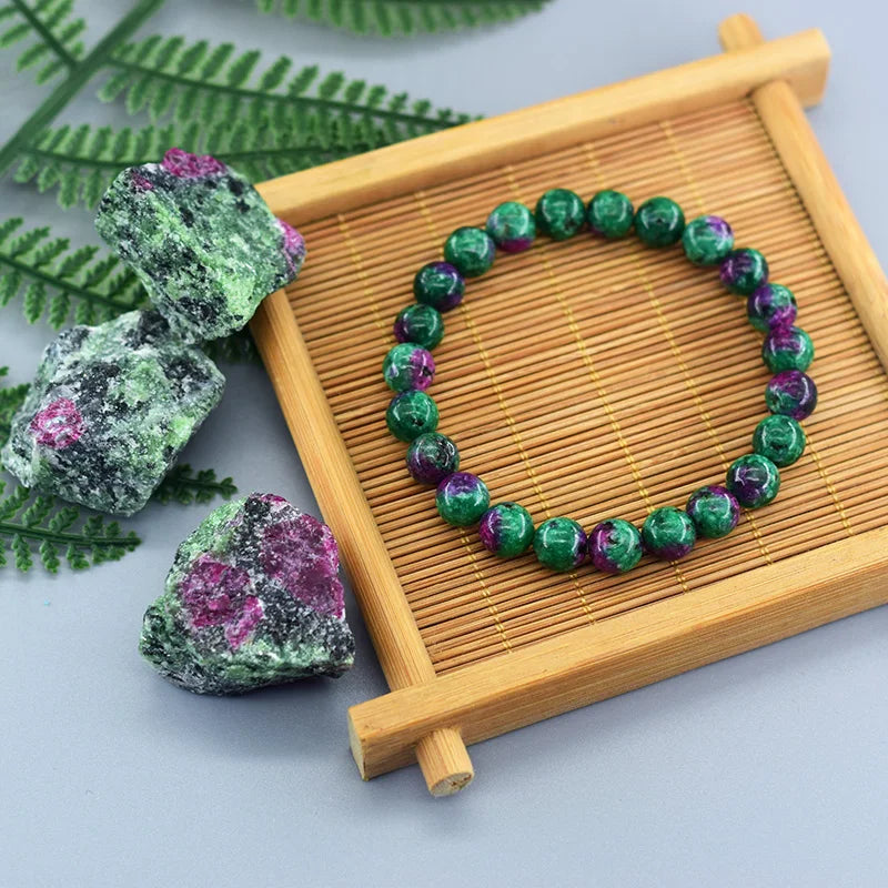 Original Natural Epidote Zoisite Stone Bead Bracelet Homme Made of Genuine Natural Stone Bracelet Energy Healing Yoga Meditation  (GoldenCity)