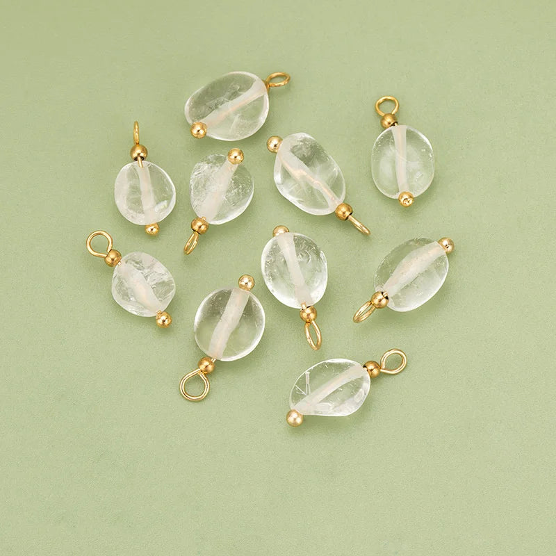 10pcs High Quality Handmade Golden Plated Natural Stones Charms Pendants Diy Jewelry Accessories  (GoldenCity)