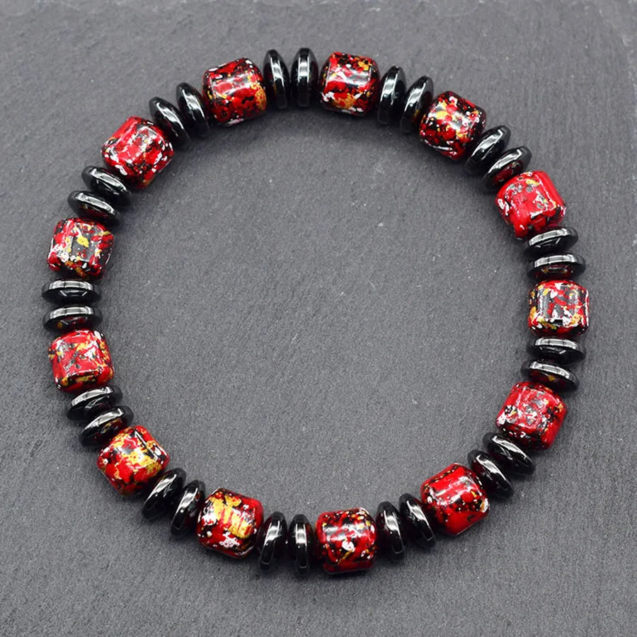 Bohemian Therapeutic No Magnetic Hematite Bracelet men Loss Weight Slimming Health Care Jewelry Women Promote Blood Circulation  (GoldenCity)
