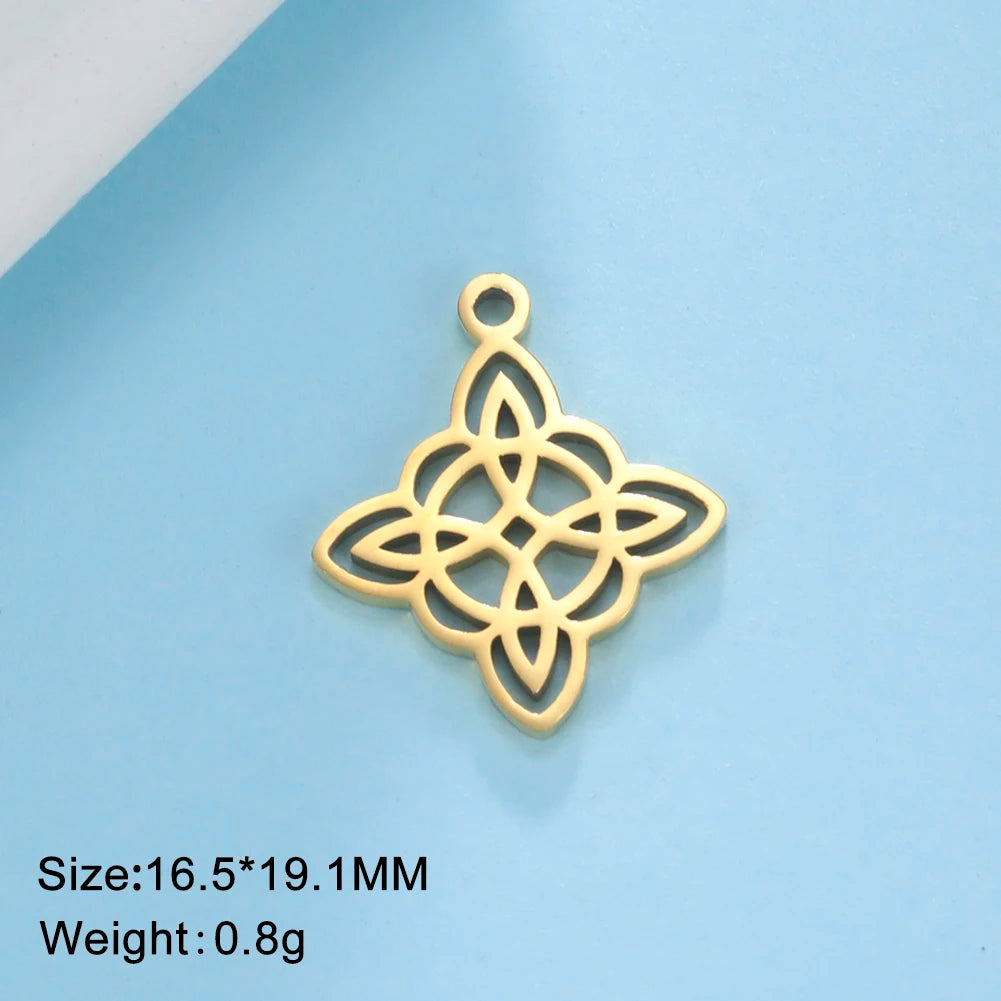 1pc Witch Knot Virgin Mary Stainless Steel Pendant Double Protection Amulet Necklace Bracelet Jewelry Making Accessories  (GoldenCity)