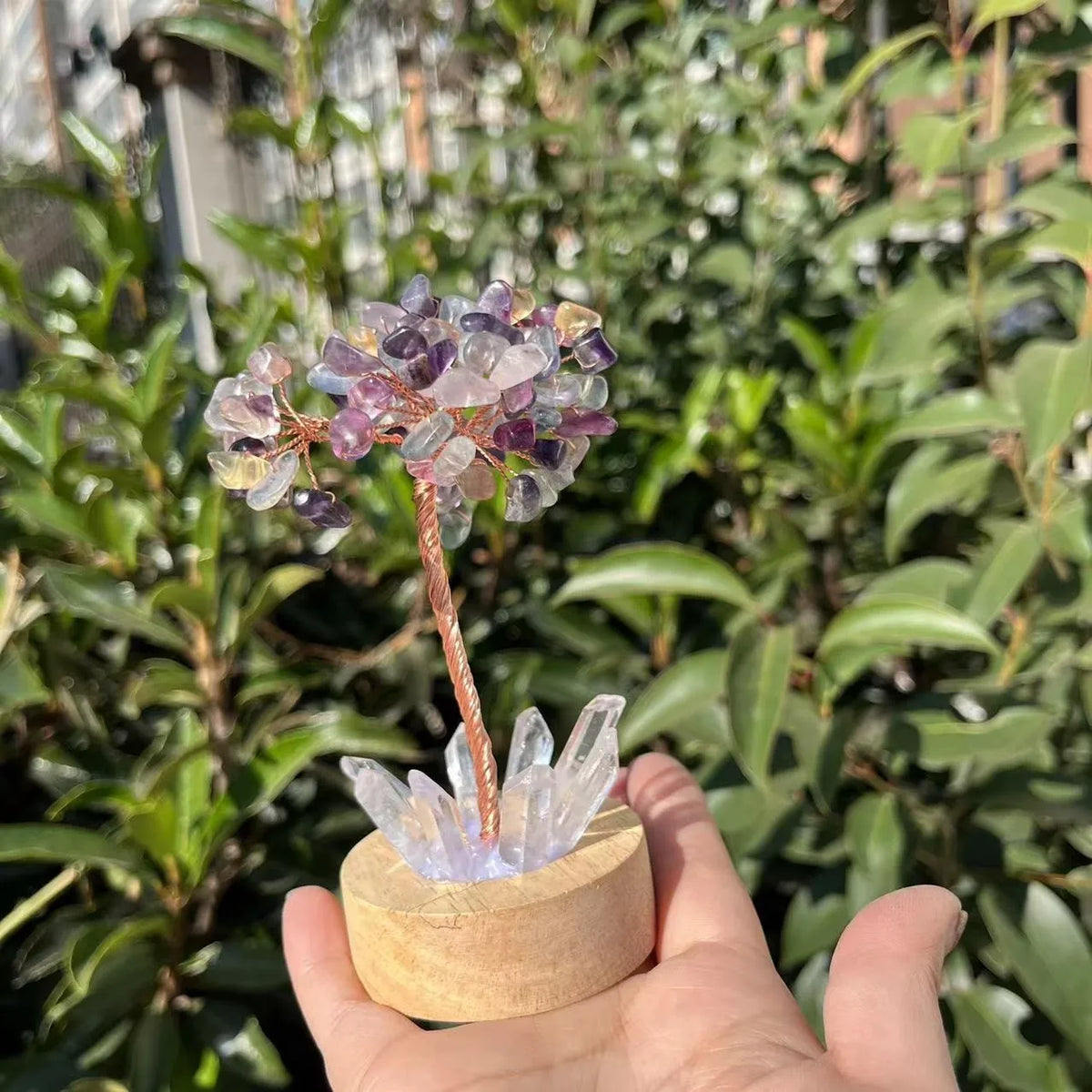 1pcs Crystal Money Tree Reiki Chakra Feng Shui Trees Decor Sparkling Crystal Tree Of Wealth With LED Base Crystal Birthday Gift  (GoldenCity)