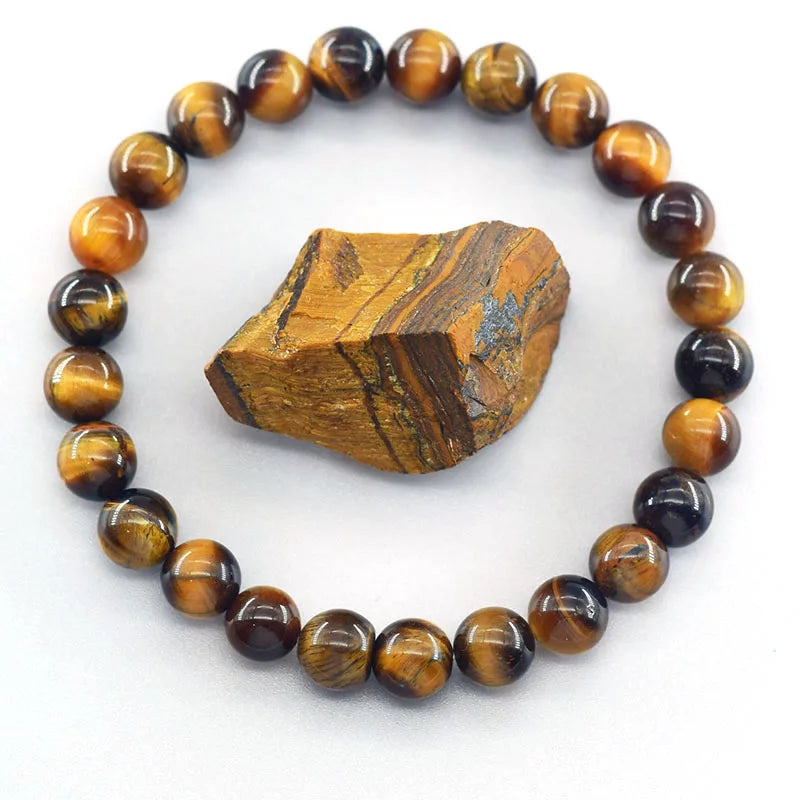5A Natural Tiger Eye Bracelets Men Women Charm Natural Stone Jewelry Health Protection Soul Healing Couple Crystal Bead Bracelet  (GoldenCity)