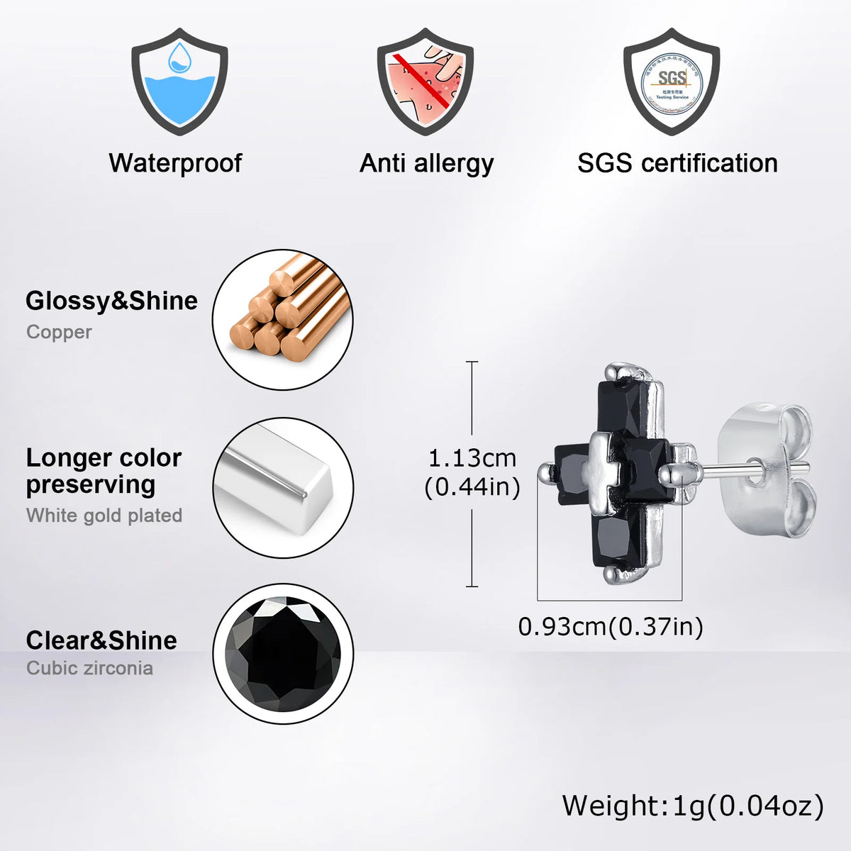 Personality Zircon Cross Earrings for Men Women, Double Cross Stud Earrings, Unisex Faith Creative Fashion Jewelry  (GoldenCity)